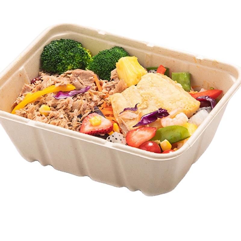 790ml Sugarcane Bagasse Pulp Lunch Box With Lid
