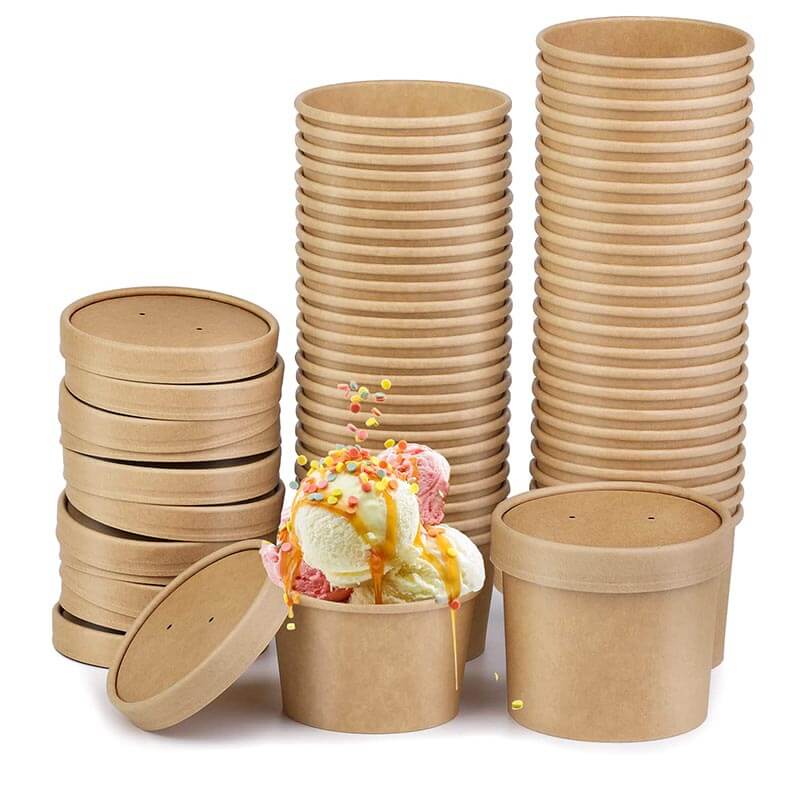 Wholesale Paper Ice Cream Cups Dessert Bowls For Frozen Yogurt
